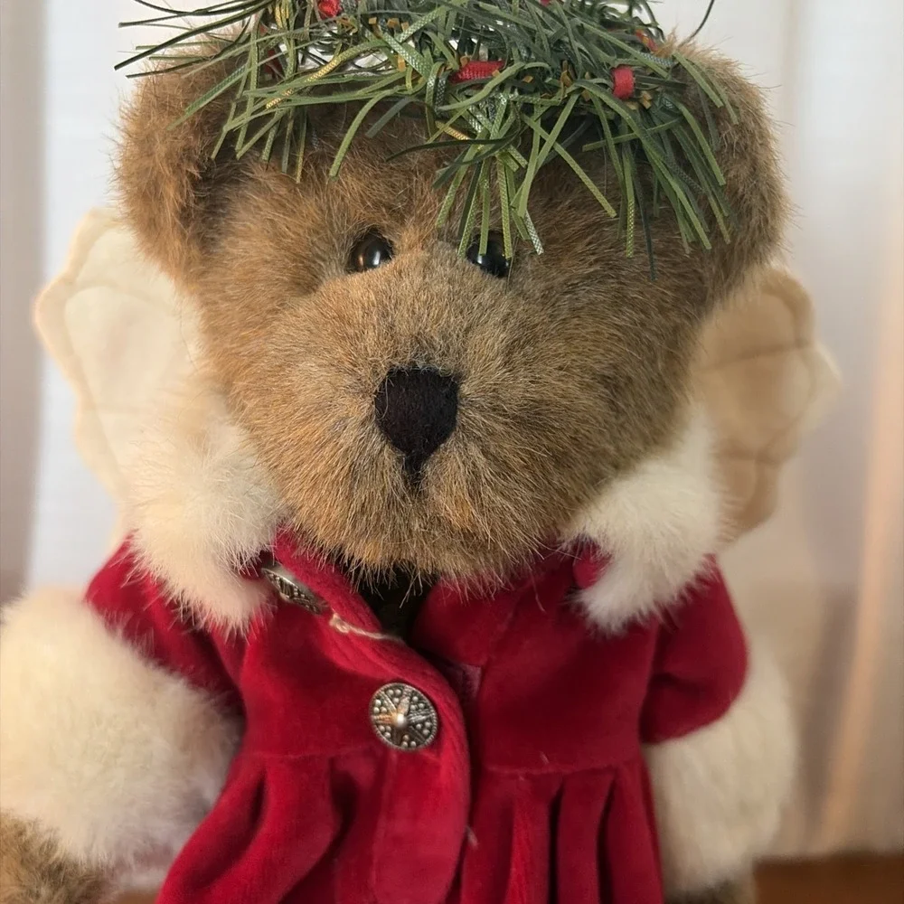 VTG BOYDS BEAR HOLLY BEARY‎ ANGEL CHRISTMAS TREE TOPPER-HOLIDAY-RUSTIC-COUNTRY
